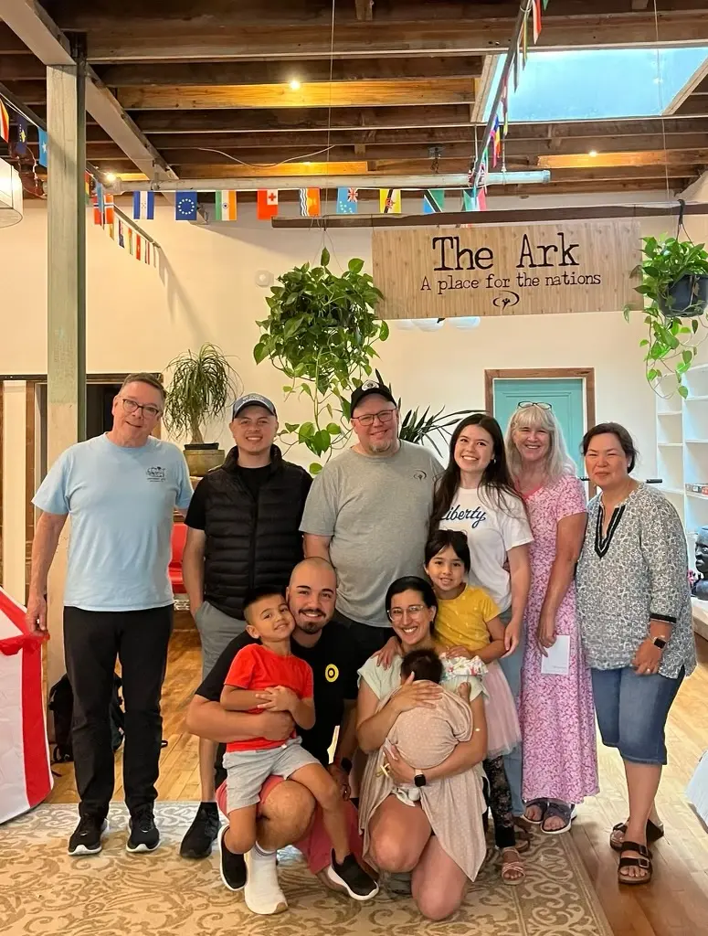 A ministry team gathered inside a community space in Lynchburg